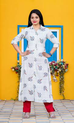 Cream printed rayon kurtas-and-kurtis 1