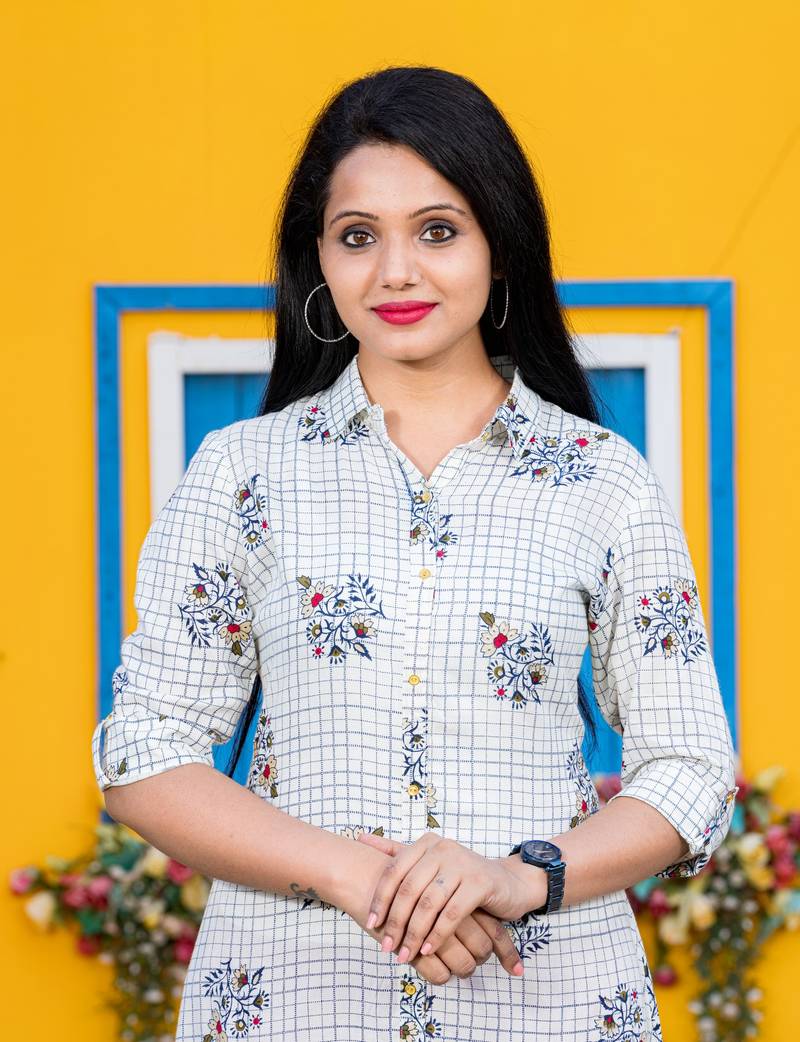 Cream printed rayon kurtas-and-kurtis