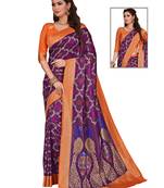 Purple woven silk saree with blouse