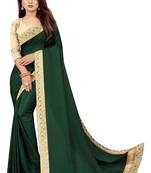Dark Green Vichitra Silk Fancy lace Bollywood saree With Jacquard Blouse Piece.