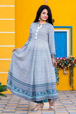 Cream printed rayon kurtas-and-kurtis 1