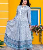 Cream printed rayon kurtas-and-kurtis