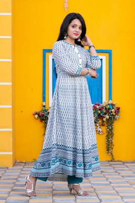 Cream printed rayon kurtas-and-kurtis 3