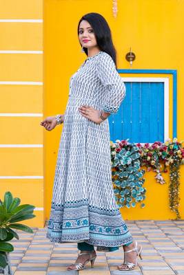 Cream printed rayon kurtas-and-kurtis 2