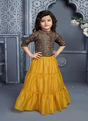 Polyester Mustard readymade lehenga cholis 1
