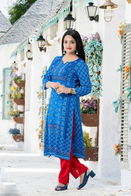 Blue printed rayon kurtas-and-kurtis 2