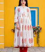 Red printed cotton kurtas-and-kurtis