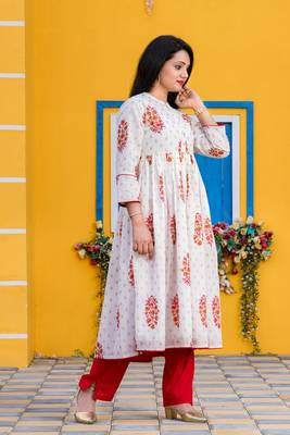 Red printed cotton kurtas-and-kurtis 2
