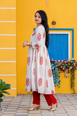 Red printed cotton kurtas-and-kurtis 3