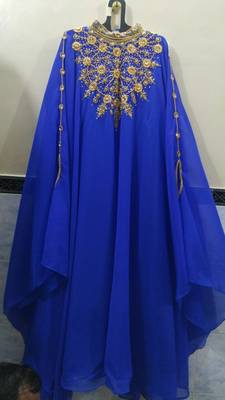 Royal Blue Georgette Embroidery Islamic Kaftans 2