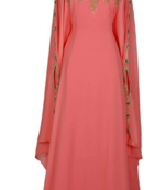 Peach Georgette Embroidery Islamic Kaftans