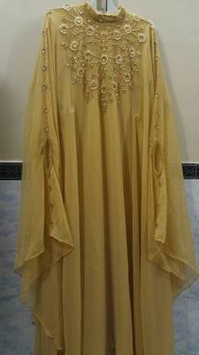 Beige Georgette Embroidery Islamic Kaftans 1