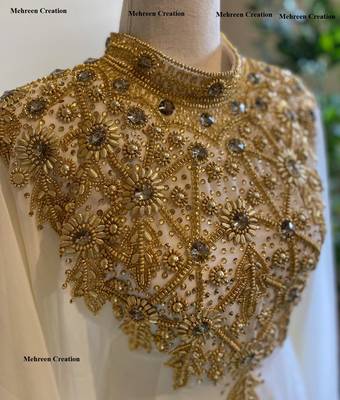 Beige Georgette Embroidery Islamic Kaftans 2