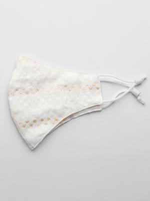 Juniper White Cotton Dobby Printed A-Line Kurta with Mask 5
