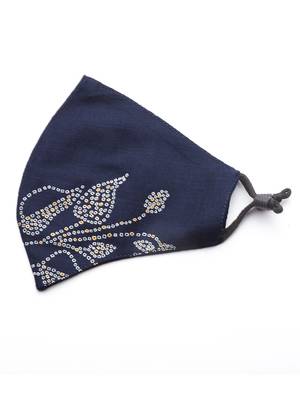 Juniper Indigo Rayon Slub Bandhani Pathani Kurta with Mask 5