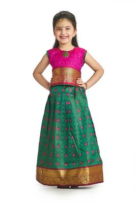 Bhartiya Paridhan Girls Traditional Ethnic Green Lehenga Choli 1
