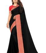 Black Vichitra Silk Embriodered Lace Saree With Dhupion Silk Blouse Piece.