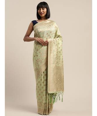 GREEN jacquard sarees 1
