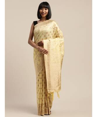 YELLOW jacquard sarees 2