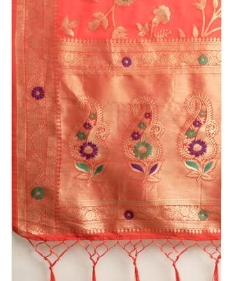 ORANGE jacquard sarees 6
