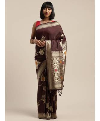 WINE jacquard sarees 1