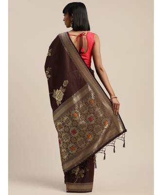 WINE jacquard sarees 3