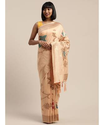 PEACH jacquard sarees 1
