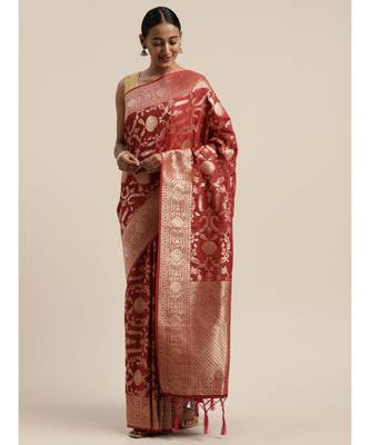 MAROON jacquard sarees 2