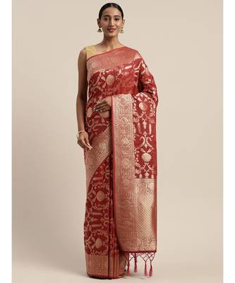 MAROON jacquard sarees 3