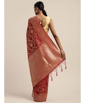 MAROON jacquard sarees 4
