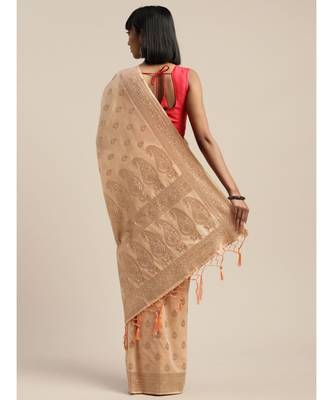 PEACH jacquard sarees 3