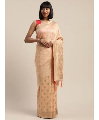 PEACH jacquard sarees 7