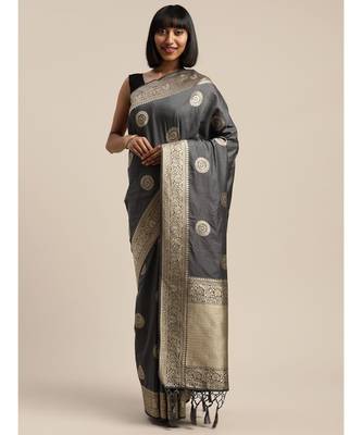 GREY jacquard sarees 1