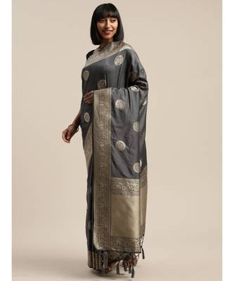 GREY jacquard sarees 2