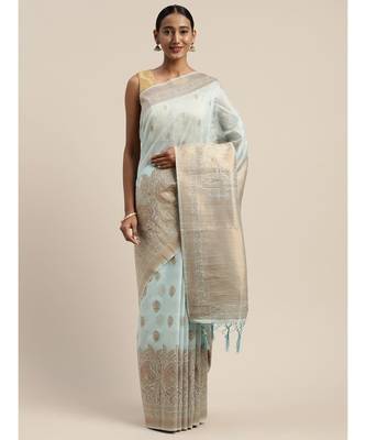 BLUE jacquard sarees 3