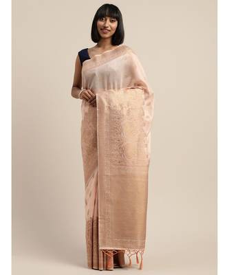 PEACH jacquard sarees 1