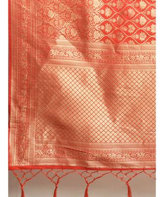 ORANGE jacquard sarees 5