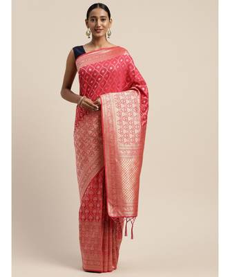 PINK jacquard sarees 1