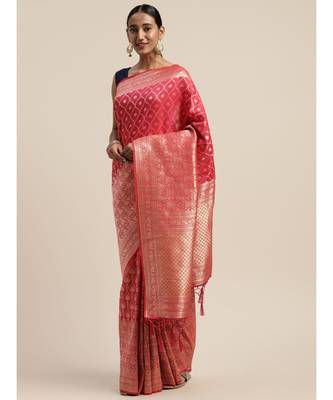 PINK jacquard sarees 3
