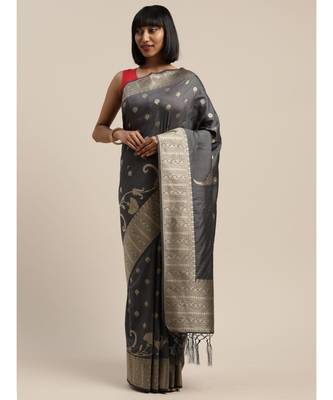 GREY jacquard sarees 1