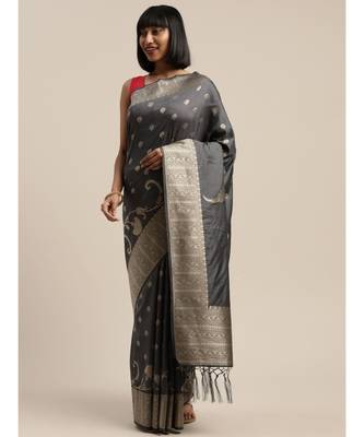 GREY jacquard sarees 2