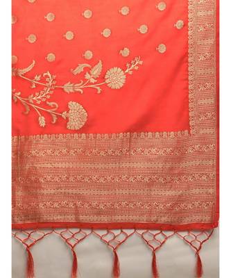 ORANGE jacquard sarees 5
