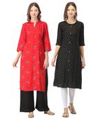 Black printed rayon combo-kurtis