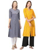 Grey printed rayon combo-kurtis