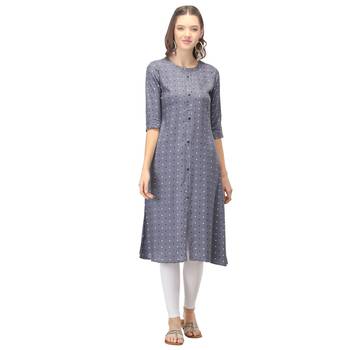 Grey printed rayon combo-kurtis 2