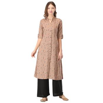 Brown printed rayon combo-kurtis 2