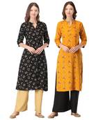 Black printed rayon combo-kurtis