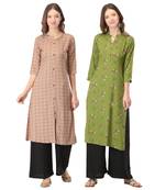 Brown printed rayon combo-kurtis