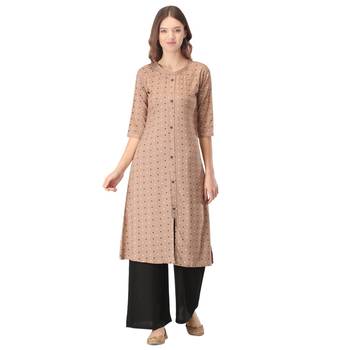 Brown printed rayon combo-kurtis 3