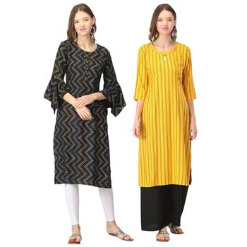 Black printed rayon combo-kurtis 1